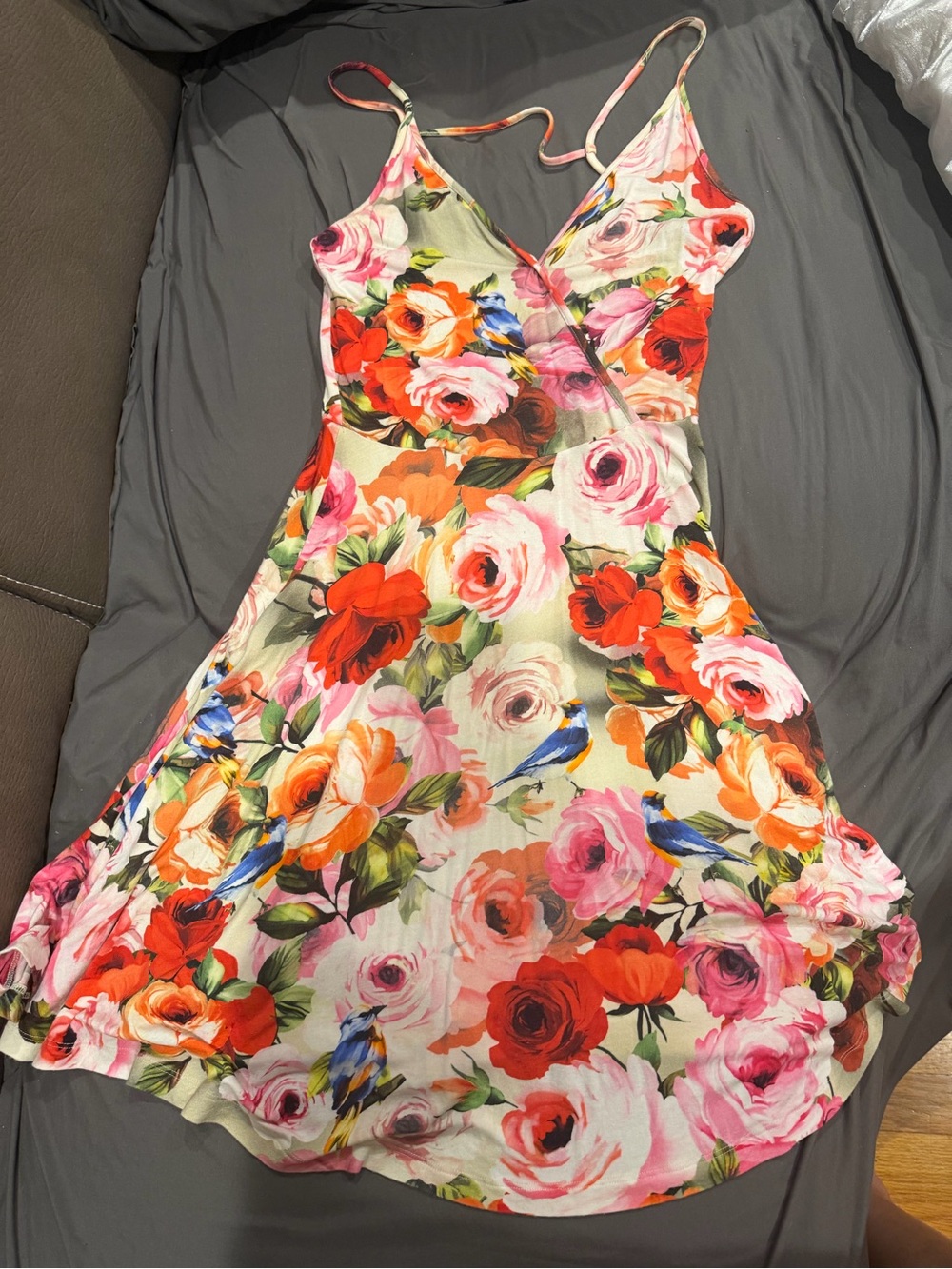 ASOS Floral Slip Mini Dress in Pink, Red & Orange
